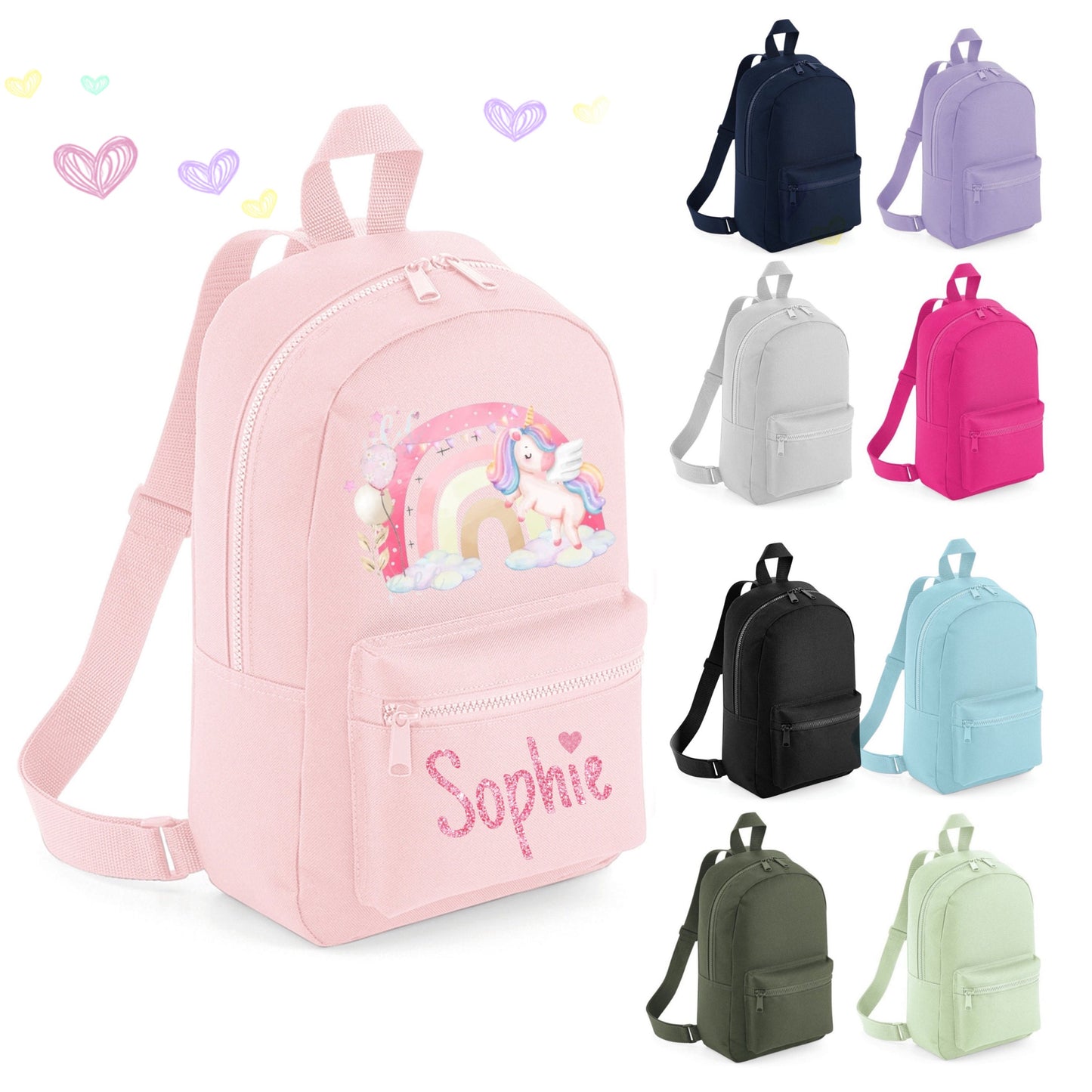 Custom Unicorn Backpack for Kids - Personalized Any Name School Bag, Nursery Rucksack