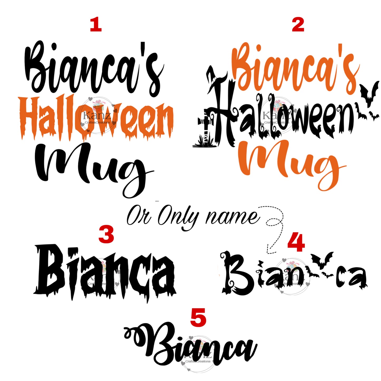 Personalised Halloween mug , spooky Capital letters and name