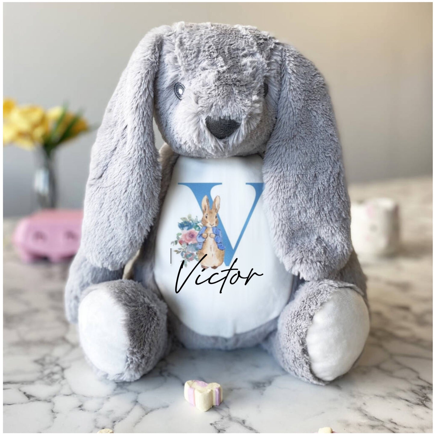 Personalized Custom Toy plush , toddler newborn Bunny Rabbit Soft plush Rabbit ToyBridesmaid Baby Gift flower girl