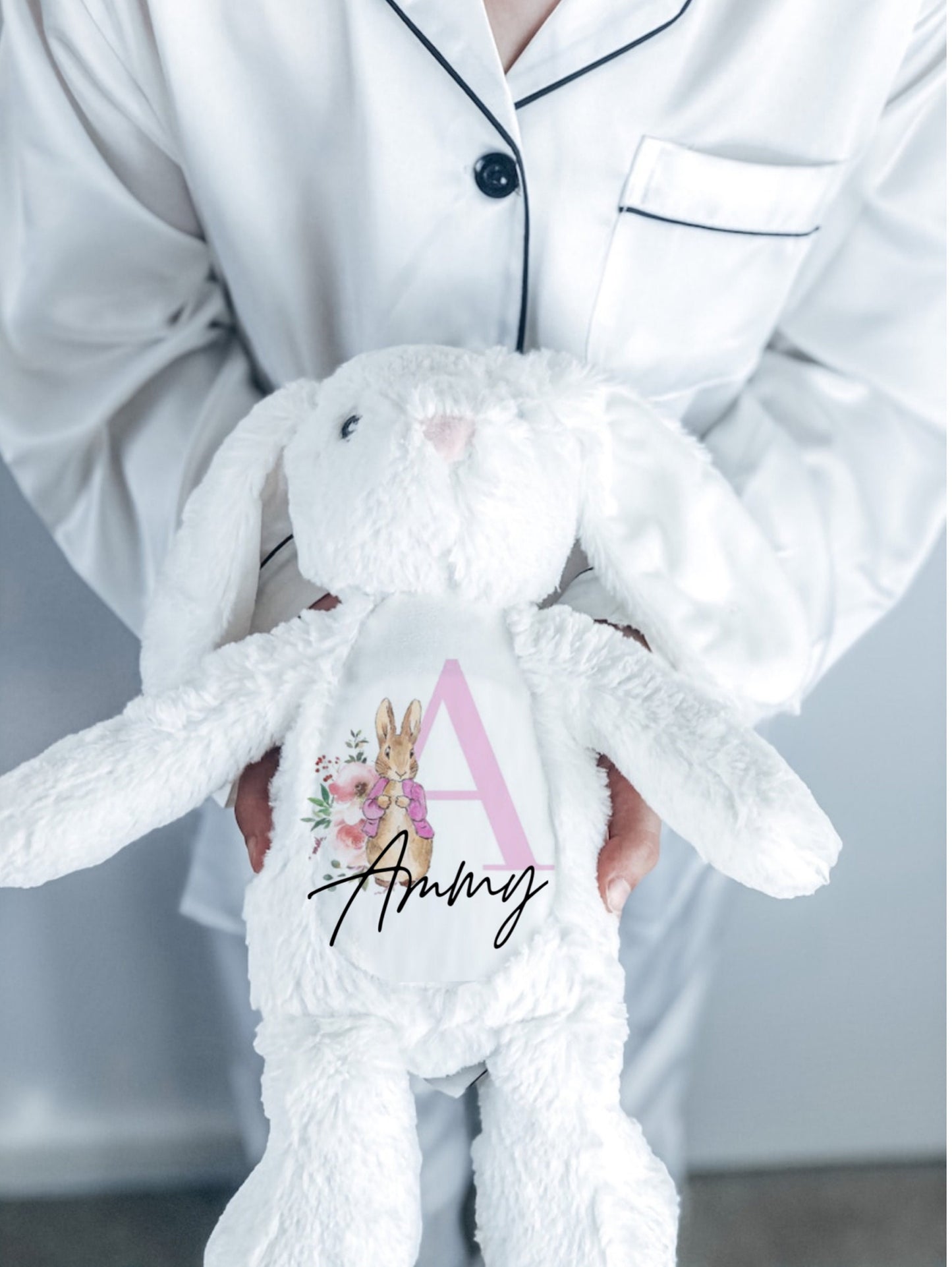 Personalized Custom Toy plush , toddler newborn Bunny Rabbit Soft plush Rabbit ToyBridesmaid Baby Gift flower girl