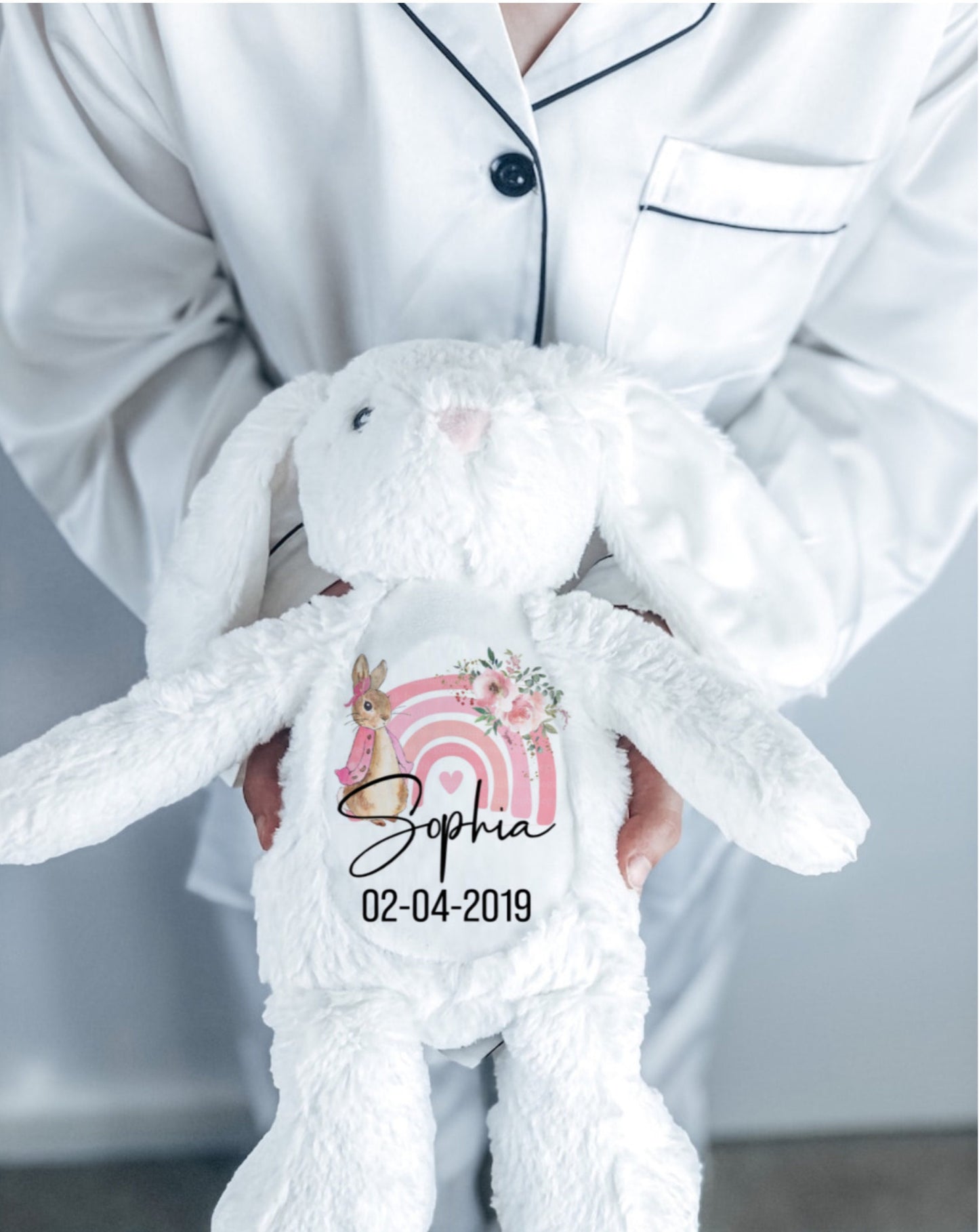 Personalized Custom Toy plush , toddler newborn Bunny Rabbit Soft plush Rabbit ToyBridesmaid Baby Gift flower girl