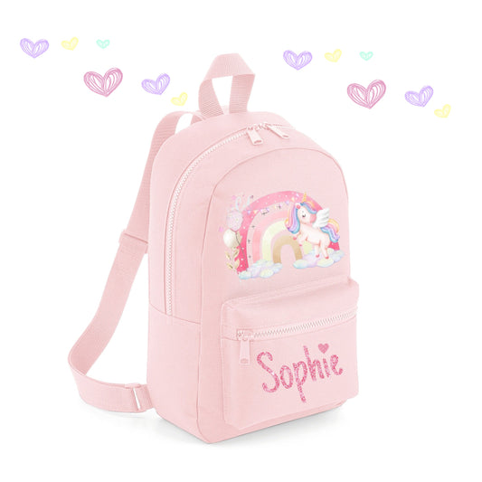 Custom Unicorn Backpack for Kids - Personalized Any Name School Bag, Nursery Rucksack