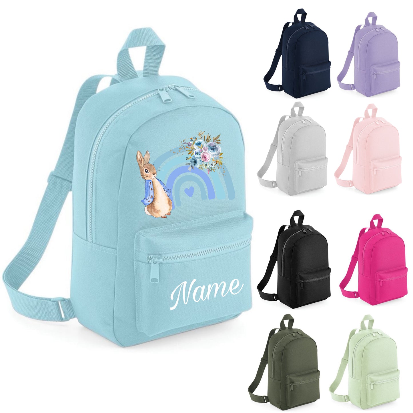 Personalised Pink Rainbow Rabbit Backpack ANY NAME Back To School Bag Backpack Kids Nursery Toddler Rucksack best seller