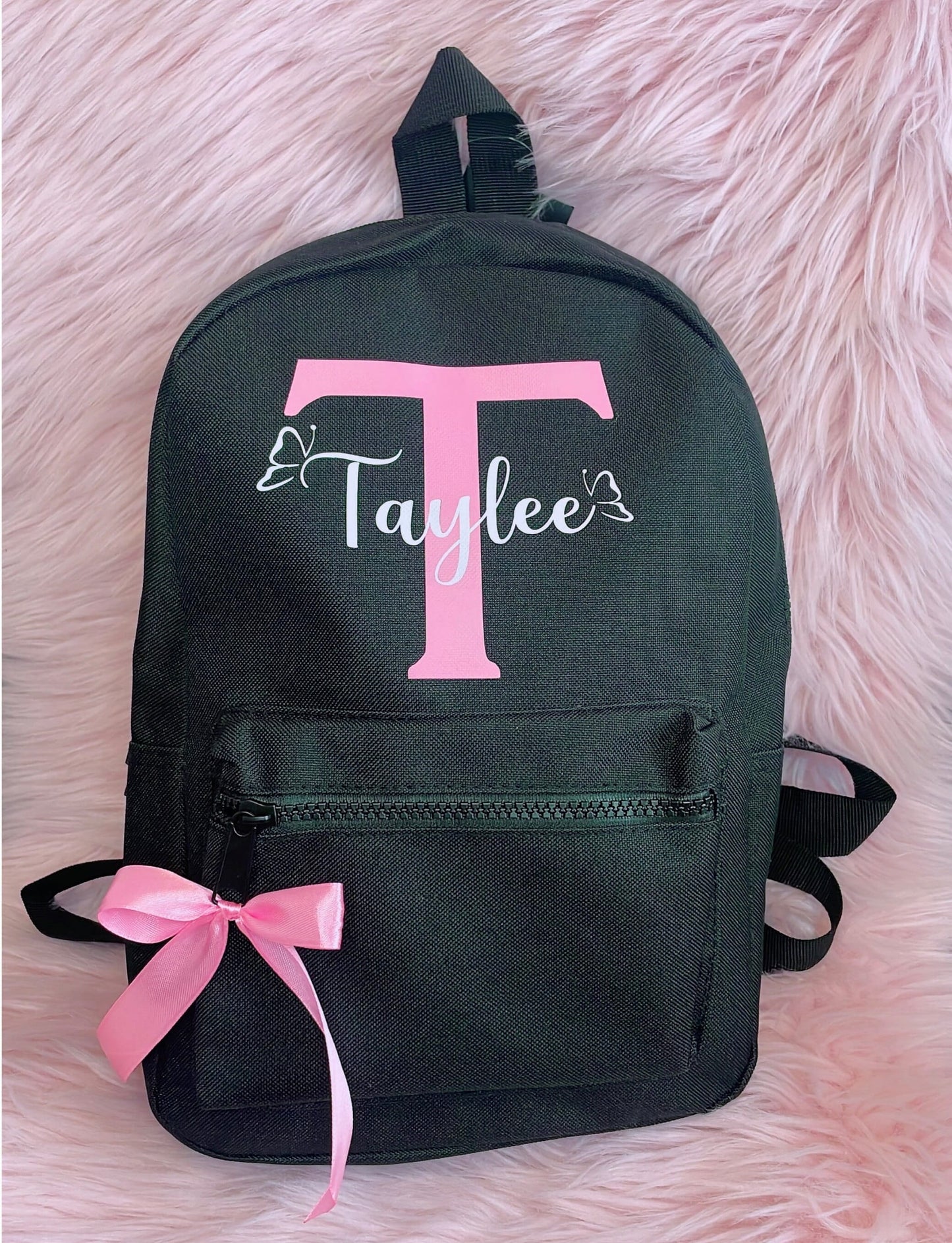 Personalized Kids Backpack with Initial and Name and lovely Satin Bow